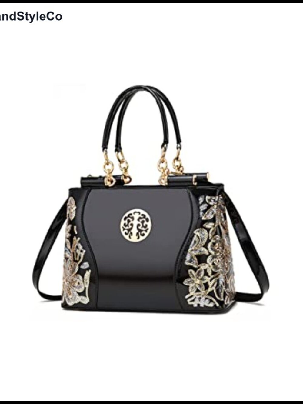 Women's Patent Leather Tote Satchel with Detachable Crossbody Strap